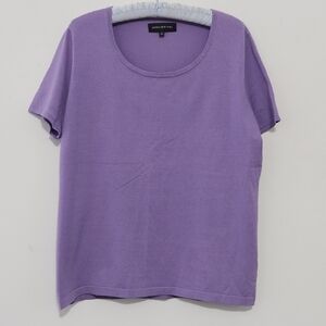 Jones New York Size XL Purple Lilac Short-sleeved Women's Knit Blouse Top with